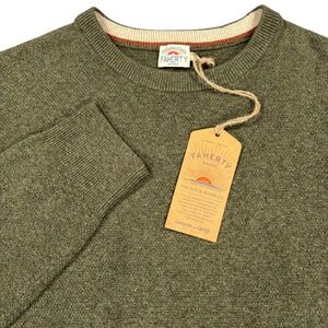 Faherty Jackson Crew Sweater Mens XL Olive Green Heather Cotton Stretch NWT
